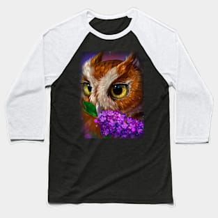 Owl and lilac Baseball T-Shirt